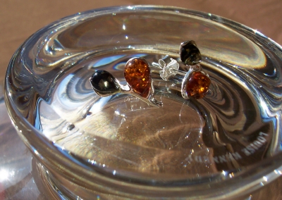 Amber Silver Earrings to stick ES1016