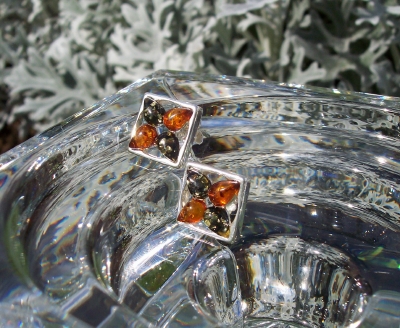 Amber Silver Earrings to stick ES2077