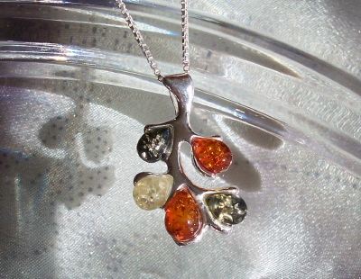 Amber Silver Pendant PE1042