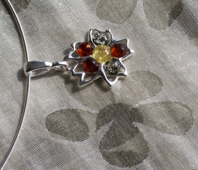 Amber Silver Pendant PE1043